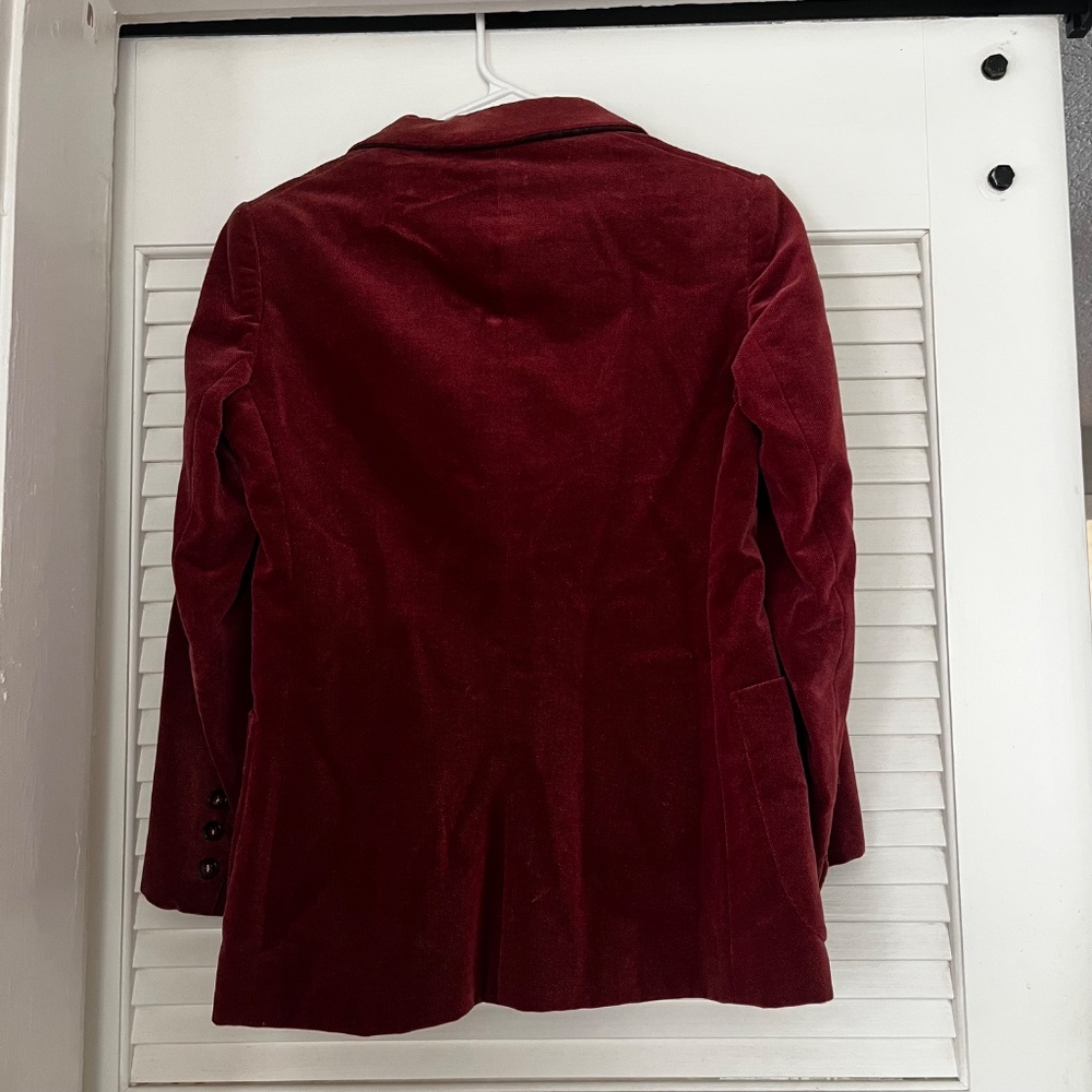 Vintage 3 Button Soft Burgundy / Dark Dusty Rose Velvet Blazer Size Small - Picture 3 of 9